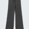 Soft Drawstring Wide-Leg Trousers – Dark Grey Soft Drawstring Wide-Leg Trousers – Dark Grey