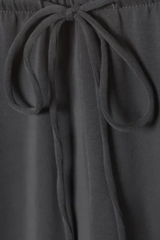 Soft Drawstring Wide-Leg Trousers – Dark Grey