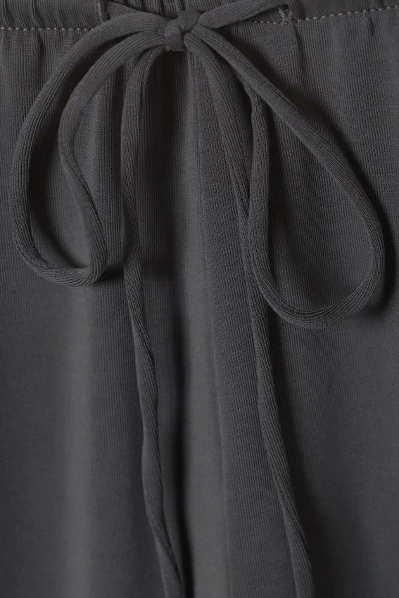 Soft Drawstring Wide-Leg Trousers – Dark Grey Soft Drawstring Wide-Leg Trousers – Dark Grey