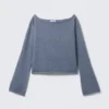 Soft Knit Boat-Neck Sweater – Dusty Blue Soft Knit Boat-Neck Sweater – Dusty Blue