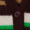 Soft Knit V-Neck Cardigan – Plum/Green/Beige Stripe Soft Knit V-Neck Cardigan – Plum/Green/Beige Stripe