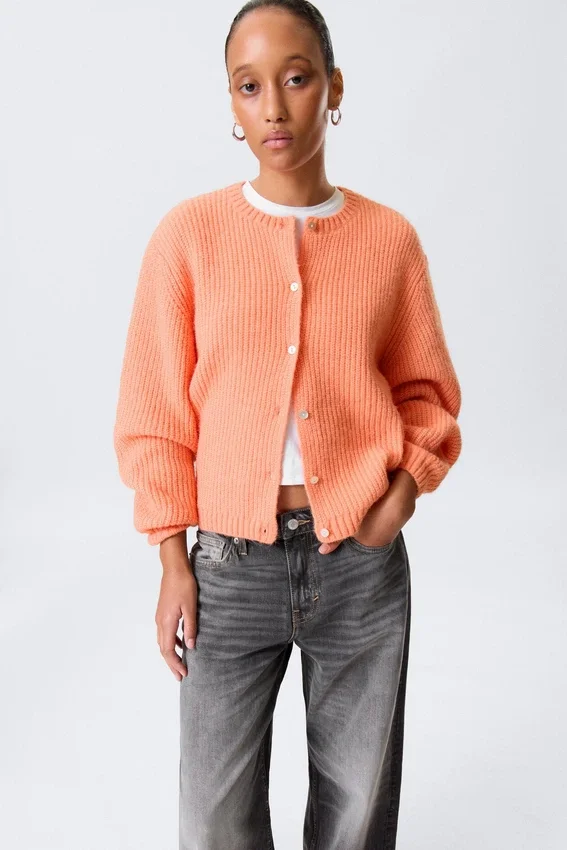 Soft Knitted Cardigan – Light Orange Soft Knitted Cardigan – Light Orange