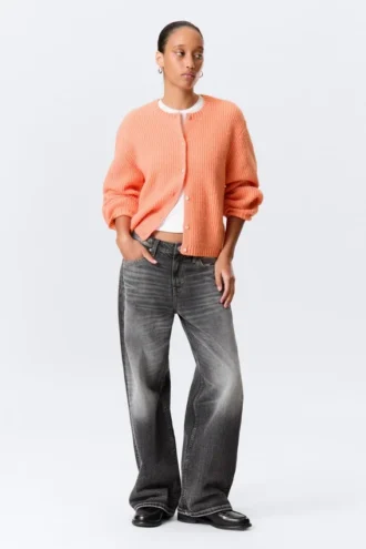 Soft Knitted Cardigan – Light Orange