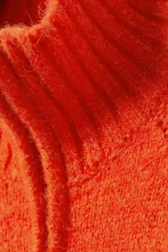 Soft Knitted Fitted Zip Cardigan – Bright Orange Soft Knitted Fitted Zip Cardigan – Bright Orange