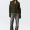 Soft Knitted Fitted Zip Cardigan – Dark Mossy Green Soft Knitted Fitted Zip Cardigan – Dark Mossy Green