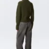 Soft Knitted Fitted Zip Cardigan – Dark Mossy Green Soft Knitted Fitted Zip Cardigan – Dark Mossy Green