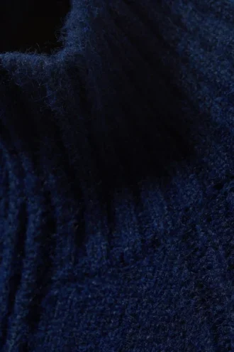 Soft Knitted Fitted Zip Cardigan – Dark Navy Blue Melange