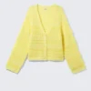 Soft Knitted Single-Breasted Cardigan – Light Yellow Soft Knitted Single-Breasted Cardigan – Light Yellow
