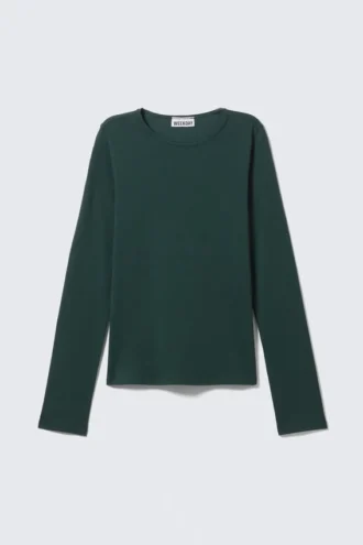 Soft Long-Sleeved Cotton Jersey Top – Petrol