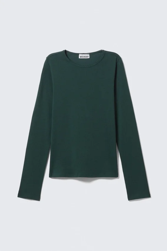 Soft Long-Sleeved Cotton Jersey Top – Petrol Soft Long-Sleeved Cotton Jersey Top – Petrol