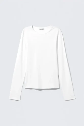 Soft Long-Sleeved Cotton Jersey Top – White