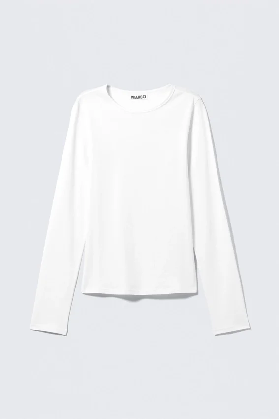 Soft Long-Sleeved Cotton Jersey Top – White Soft Long-Sleeved Cotton Jersey Top – White