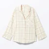 Soft Long-Sleeved Flannel Shirt – Light Beige Check