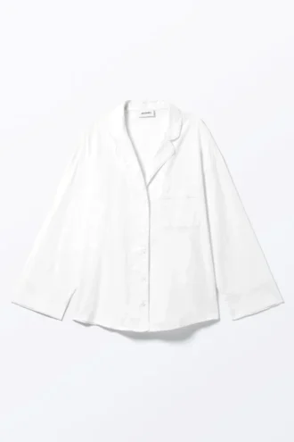 Soft Long-Sleeved Flannel Shirt – White