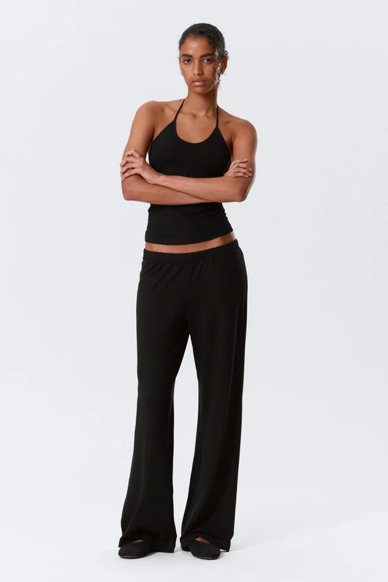Soft Low Rise Bootcut Trousers – Black Soft Low Rise Bootcut Trousers – Black