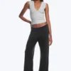 Soft Low Rise Bootcut Trousers – Black – Dark Grey Stripe Soft Low Rise Bootcut Trousers – Black – Dark Grey Stripe