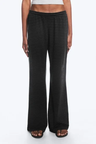 Soft Low Rise Bootcut Trousers – Black – Dark Grey Stripe