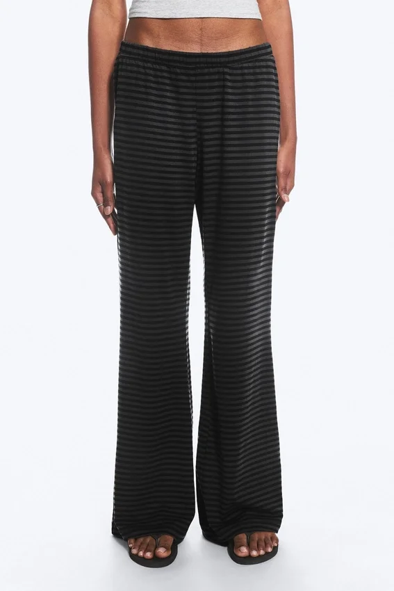 Soft Low Rise Bootcut Trousers – Black – Dark Grey Stripe Soft Low Rise Bootcut Trousers – Black – Dark Grey Stripe