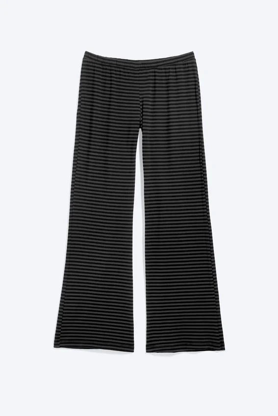 Soft Low Rise Bootcut Trousers – Black – Dark Grey Stripe Soft Low Rise Bootcut Trousers – Black – Dark Grey Stripe