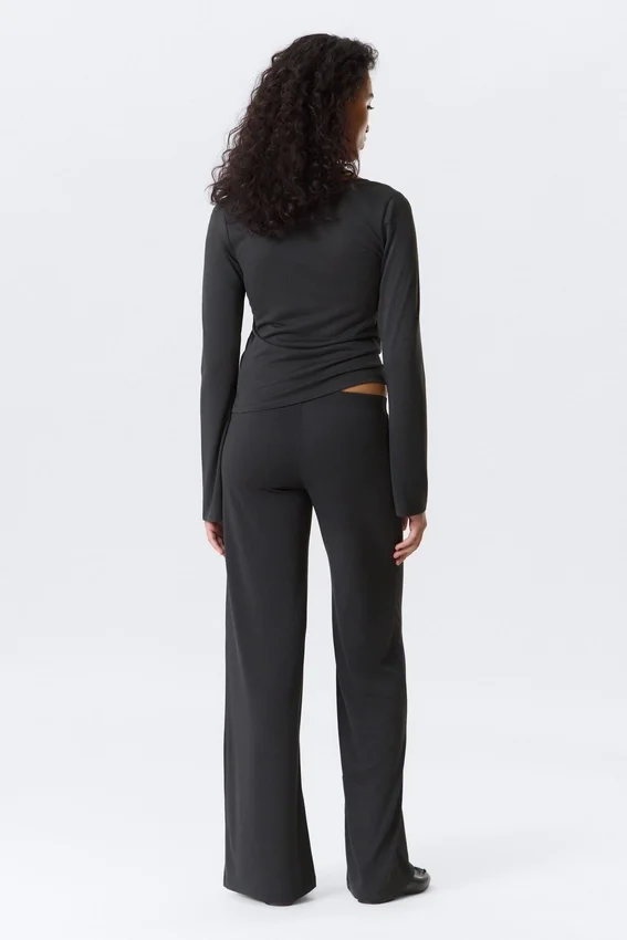 Soft Low Rise Loose Wide Leg Trousers – Washed Black Soft Low Rise Loose Wide Leg Trousers – Washed Black