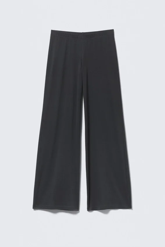 Soft Low Rise Loose Wide Leg Trousers – Washed Black Soft Low Rise Loose Wide Leg Trousers – Washed Black