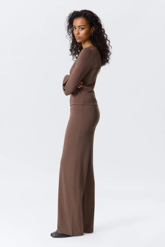 Soft Low Rise Loose Wide Leg Trousers – Washed Mole Soft Low Rise Loose Wide Leg Trousers – Washed Mole