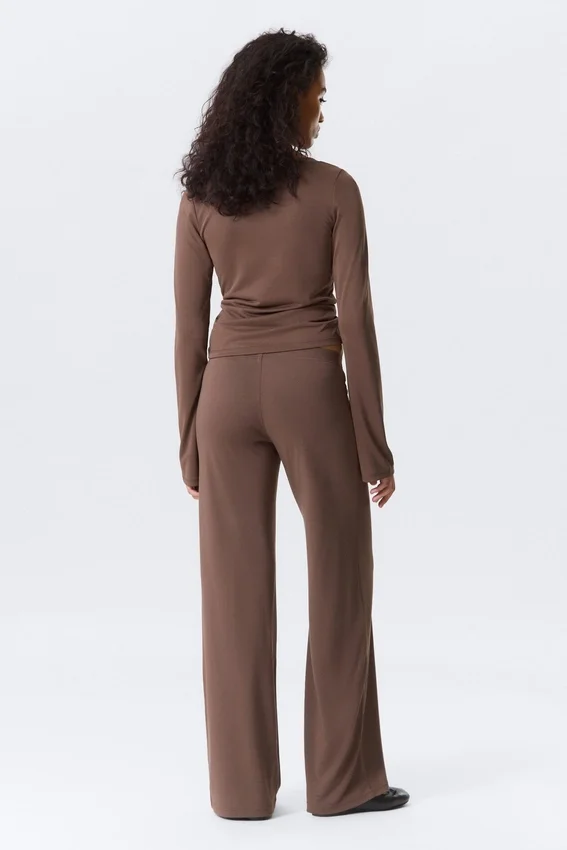 Soft Low Rise Loose Wide Leg Trousers – Washed Mole Soft Low Rise Loose Wide Leg Trousers – Washed Mole