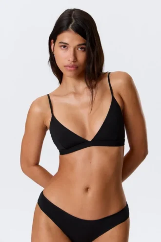 Soft Micro V-Neck Triangle Bra – Black