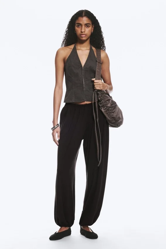 Soft Mid-Rise Balloon Trousers – Dark Brown Soft Mid-Rise Balloon Trousers – Dark Brown