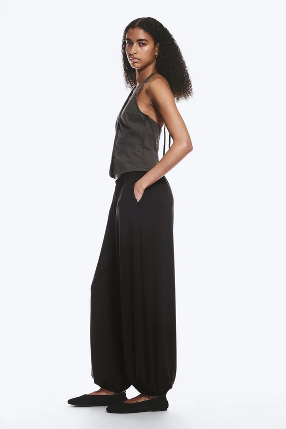 Soft Mid-Rise Balloon Trousers – Dark Brown Soft Mid-Rise Balloon Trousers – Dark Brown