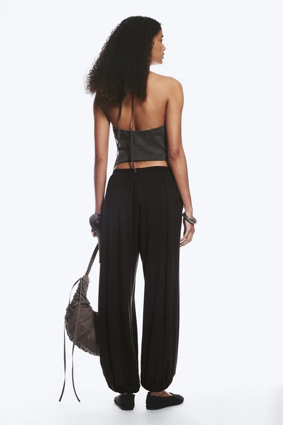 Soft Mid-Rise Balloon Trousers – Dark Brown Soft Mid-Rise Balloon Trousers – Dark Brown