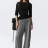 Soft Mid-Rise Balloon Trousers – Grey Melange Soft Mid-Rise Balloon Trousers – Grey Melange