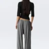 Soft Mid-Rise Balloon Trousers – Grey Melange Soft Mid-Rise Balloon Trousers – Grey Melange