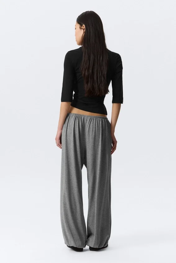 Soft Mid-Rise Balloon Trousers – Grey Melange Soft Mid-Rise Balloon Trousers – Grey Melange