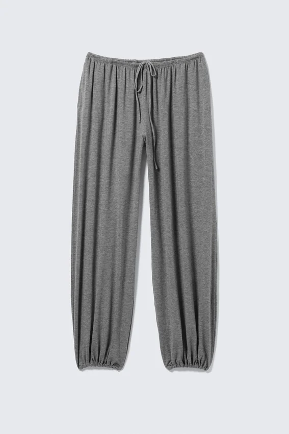 Soft Mid-Rise Balloon Trousers – Grey Melange Soft Mid-Rise Balloon Trousers – Grey Melange