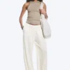 Soft Mid-Rise Balloon Trousers – White Soft Mid-Rise Balloon Trousers – White