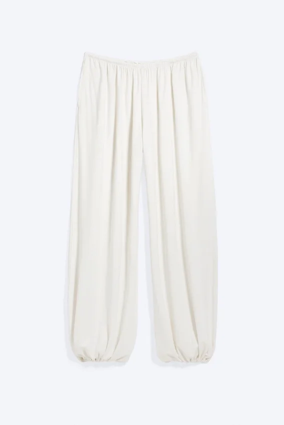 Soft Mid-Rise Balloon Trousers – White Soft Mid-Rise Balloon Trousers – White