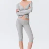 Soft Mid Rise Capri Leggings – Grey Melange Soft Mid Rise Capri Leggings – Grey Melange