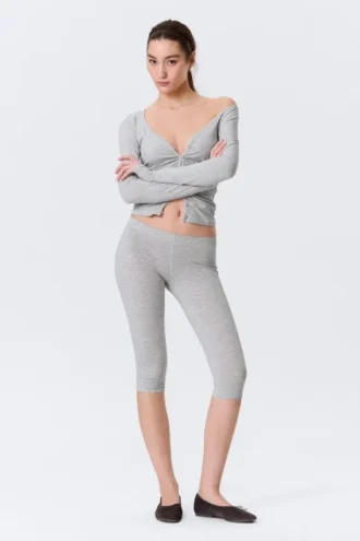 Soft Mid Rise Capri Leggings – Grey Melange