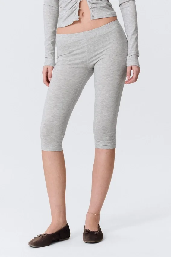 Soft Mid Rise Capri Leggings – Grey Melange Soft Mid Rise Capri Leggings – Grey Melange
