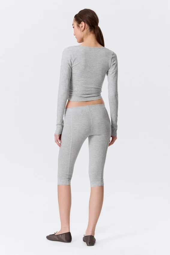 Soft Mid Rise Capri Leggings – Grey Melange Soft Mid Rise Capri Leggings – Grey Melange