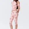 Soft Mid Rise Capri Leggings – Light Pink – Floral Soft Mid Rise Capri Leggings – Light Pink – Floral