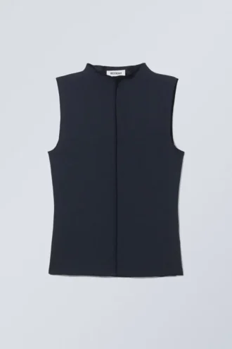 Soft Mock Neck Top – Dark Blue