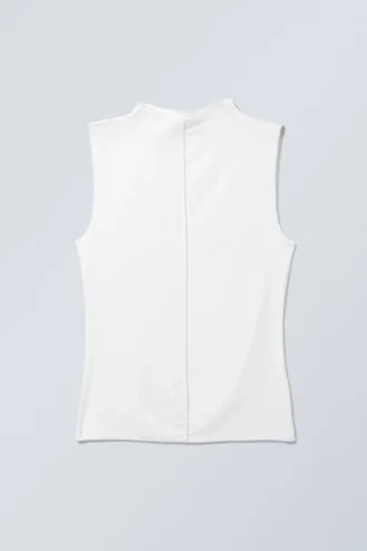 Soft Mock Neck Top – White