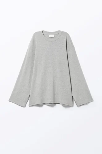 Soft Oversized Long-Sleeved Top – Grey Melange