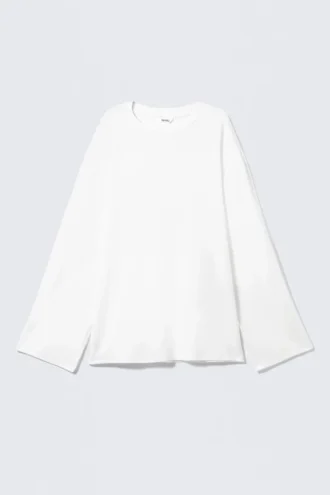 Soft Oversized Long-Sleeved Top – White