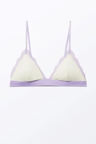 Soft Padded Triangle Bra – Dusty White & Lilac