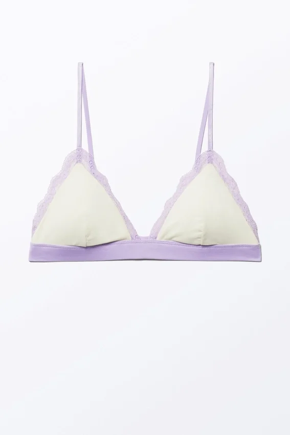 Soft Padded Triangle Bra – Dusty White & Lilac Soft Padded Triangle Bra – Dusty White & Lilac