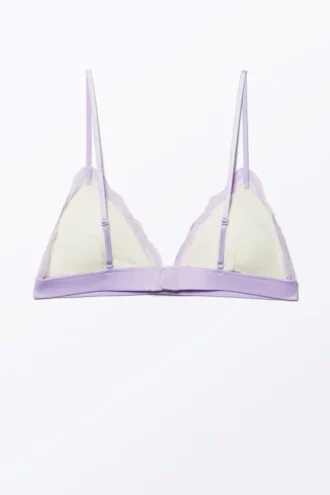 Soft Padded Triangle Bra – Dusty White & Lilac