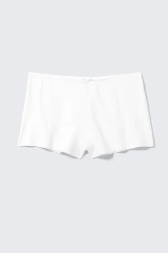 Soft Pointelle Pyjama Shorts – White